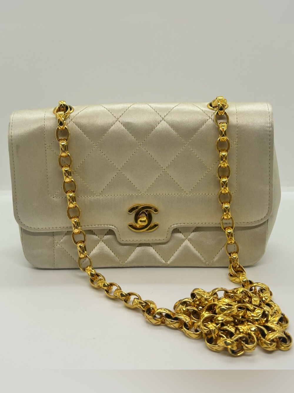 CHANEL Vintage Mini Diana Satin Flap Bag